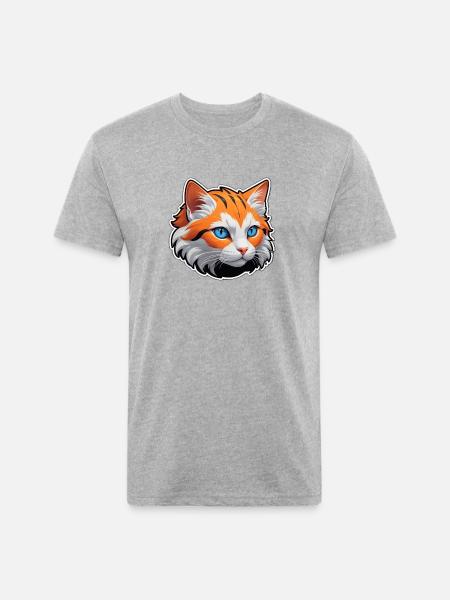 Cat face - Unisex Poly/Cotton T-Shirt - heather gray