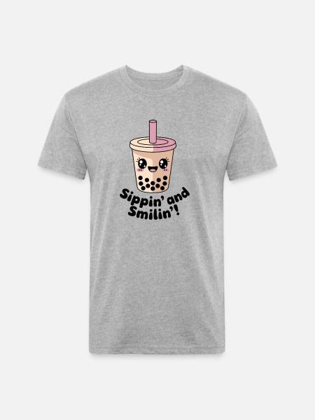 Sippin and Smilin - Unisex Poly/Cotton T-Shirt - heather gray