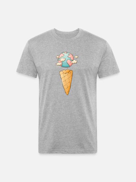 Ice Cream Cone Planet - Unisex Poly/Cotton T-Shirt - heather gray