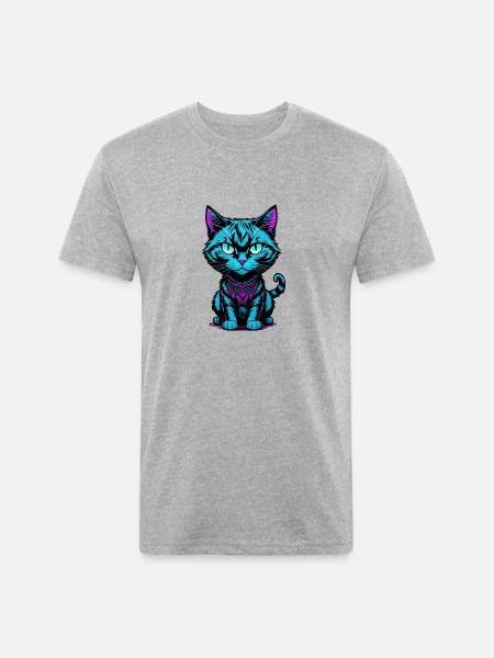 blue cat - Unisex Poly/Cotton T-Shirt - heather gray