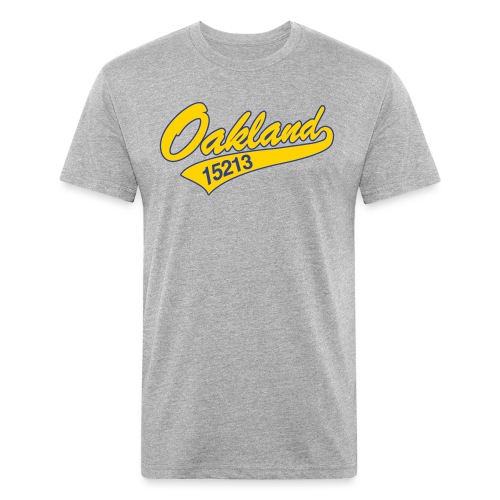 Oakland Gold_blue stroke - Fitted Cotton/Poly T-Shirt by Next Level