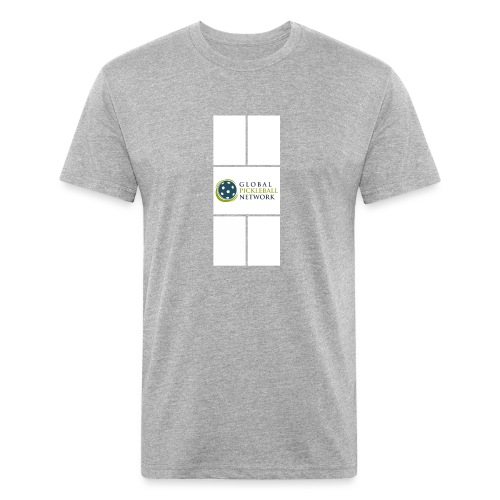 Global Pickleball Network Logo on White Court - Men’s Fitted Poly/Cotton T-Shirt