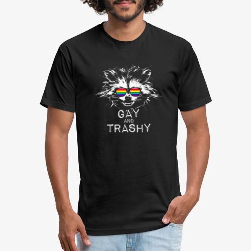 Gay and Trashy Raccoon Sunglasses Gilbert Baker - Fitted Cotton/Poly T-Shirt by Next Level