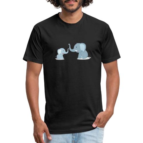 Father and Baby Son Elephant - Fitted Cotton/Poly T-Shirt by Next Level