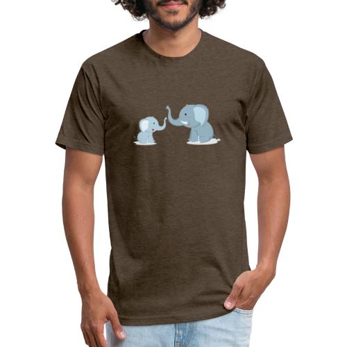 Father and Baby Son Elephant - Fitted Cotton/Poly T-Shirt by Next Level