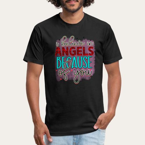 I believe in angels because of you Christmas - Unisex Poly/Cotton T-Shirt