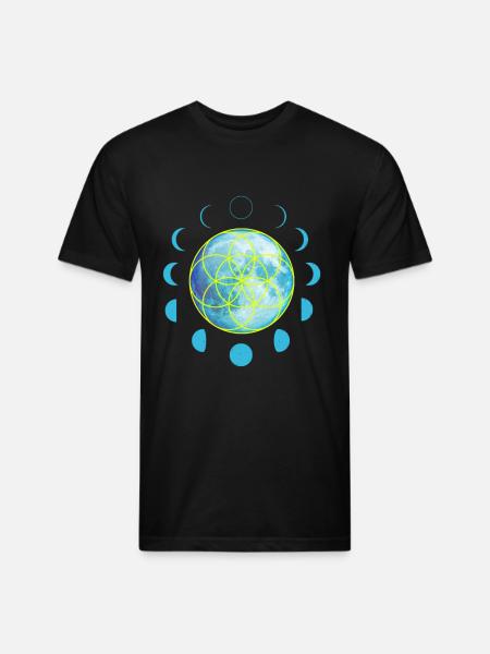 Seed of Life Moon - Unisex Poly/Cotton T-Shirt - black