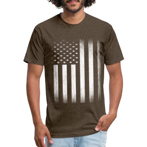 US Flag Distressed - Fitted Cotton/Poly T-Shirt by Next Level