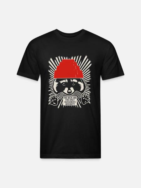 Raccoon DEVO Hat Poster – Bold Political Art Print - Unisex Poly/Cotton T-Shirt - black