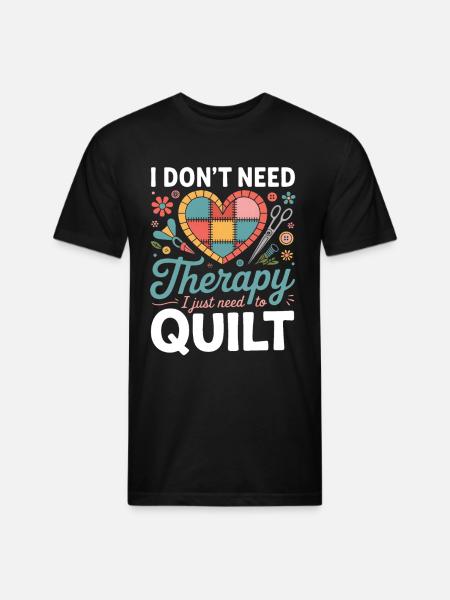 Therapy Quilt Heart Patch - Unisex Poly/Cotton T-Shirt - black