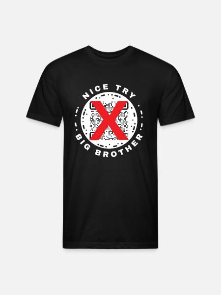 Nice Try Big Brother Privacy QR Code Design - Unisex Poly/Cotton T-Shirt - black