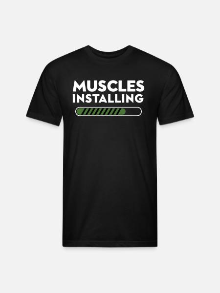 Muscles Installing Progress - Unisex Poly/Cotton T-Shirt - black