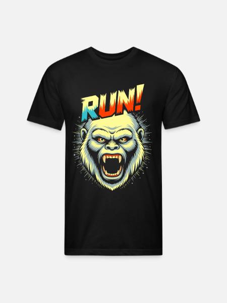 RUN! – Screaming Yeti Face - Unisex Poly/Cotton T-Shirt - black