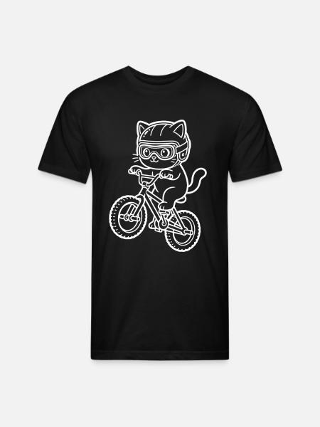 Kawaii Cat Riding BMX Bike - Unisex Poly/Cotton T-Shirt - black