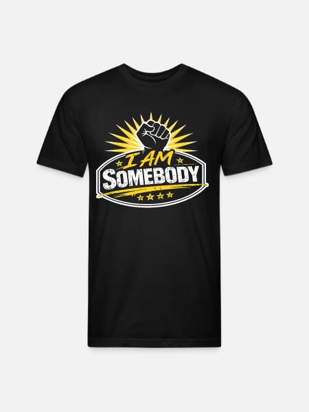 I Am Somebody Sunburst Badge - Unisex Poly/Cotton T-Shirt - black
