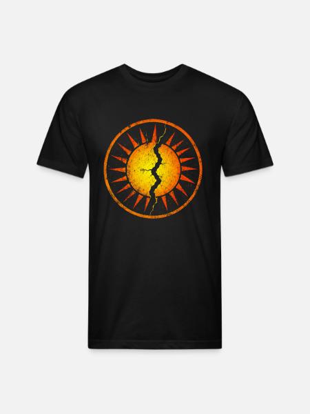 Cracked Sunburst Emblem - Unisex Poly/Cotton T-Shirt - black