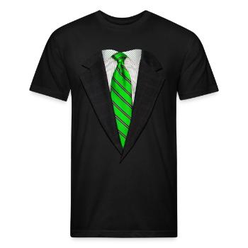 Realistic Suit and Neck Tie Green - Unisex Poly/Cotton T-Shirt - black - Front - Jose (178cm)