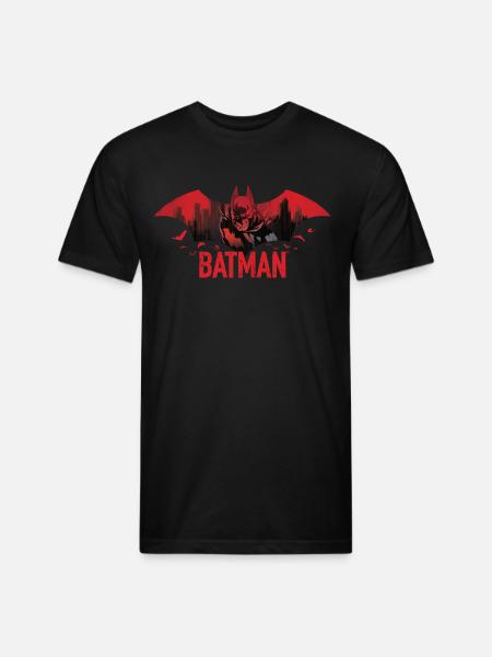 Batman With Bats And Red Batman Logo - Unisex Poly/Cotton T-Shirt - black