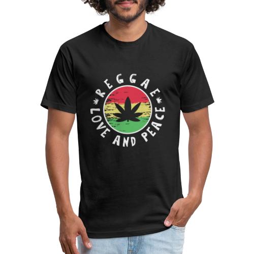 Reggae love and peace circular logo, iconic theme - Men’s Fitted Poly/Cotton T-Shirt