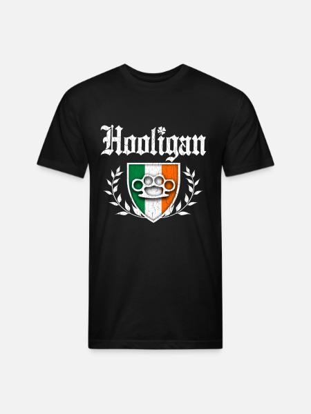 Irish Hooligan Crest vintage distressed look - Unisex Poly/Cotton T-Shirt - black