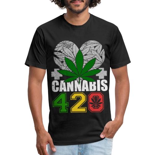 Clever 420 Smoker World Weed Marijuana Design - Men’s Fitted Poly/Cotton T-Shirt