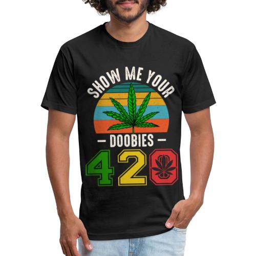 Fun 420 Show Me Herb Weed Marijuana Design - Men’s Fitted Poly/Cotton T-Shirt