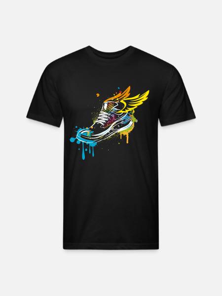 Sneaker graffiti with wings - Unisex Poly/Cotton T-Shirt - black