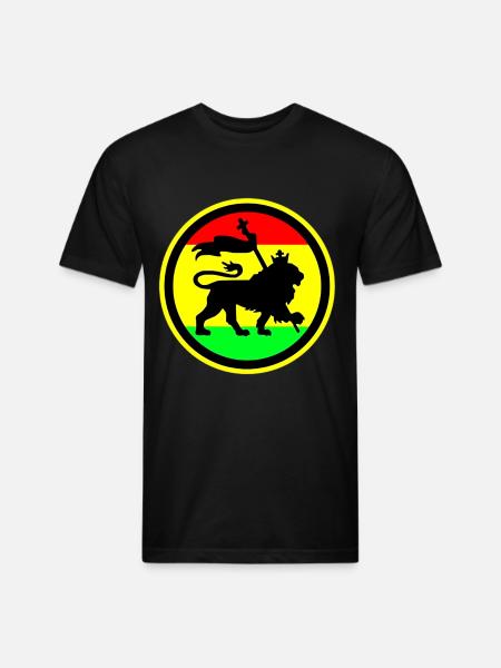 Rasta Lion - Unisex Poly/Cotton T-Shirt - black
