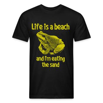 Life is a beach and I'm eating the sand - Unisex Poly/Cotton T-Shirt - black - Front - Jose (178cm)