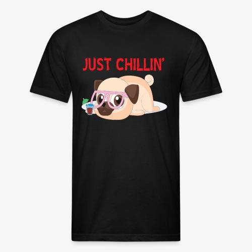 Just Chillin Pug Dog T-Shirt - Men’s Fitted Poly/Cotton T-Shirt