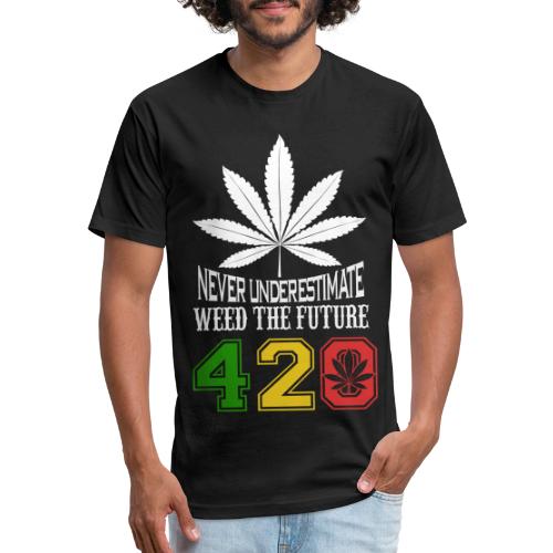 Chuckling 420 Future of Herb Weed Marijuana Design - Men’s Fitted Poly/Cotton T-Shirt