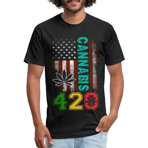 Amusing 420 American Herb Weed Marijuana Design - Men’s Fitted Poly/Cotton T-Shirt