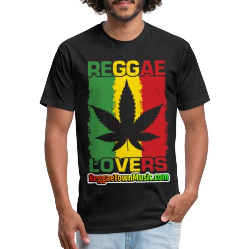 Reggae lovers design featuring cannabis leaf - T-shirt ajusté en polycoton pour hommes