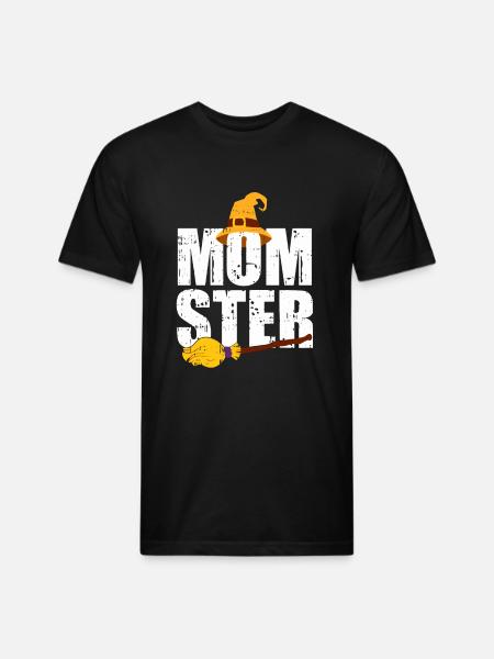 Momster Broom Halloween - Unisex Poly/Cotton T-Shirt - black