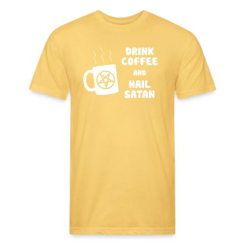 Drink Coffee, Hail Satan - Men’s Fitted Poly/Cotton T-Shirt
