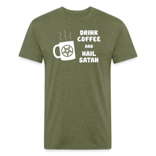 Drink Coffee, Hail Satan - Men’s Fitted Poly/Cotton T-Shirt