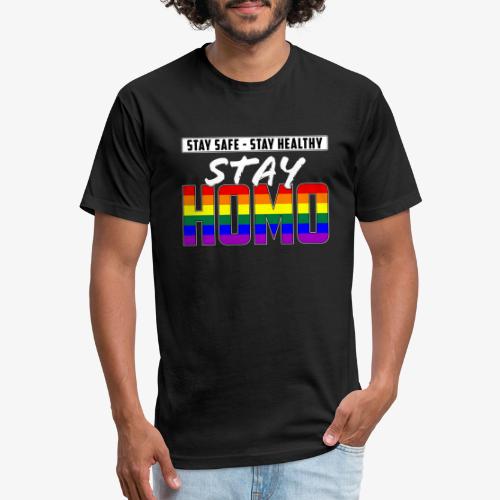 Stay Safe, Stay Healthy, Stay Homo LGBTQ Pride - Men’s Fitted Poly/Cotton T-Shirt