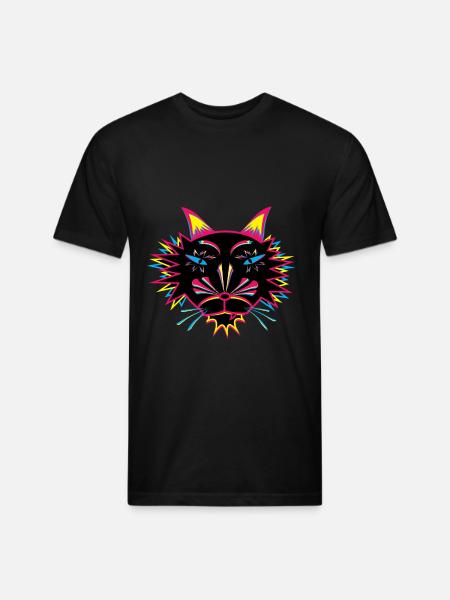 Cat Face - Unisex Poly/Cotton T-Shirt - black