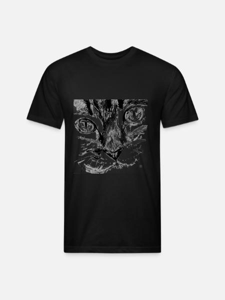 cat face - Unisex Poly/Cotton T-Shirt - black