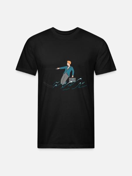 WATER SKIING - Unisex Poly/Cotton T-Shirt - black