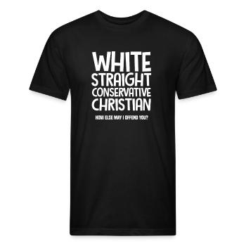 White Straight Conservative Christian Offensive - Unisex Poly/Cotton T-Shirt - black - Front - Jose (178cm)