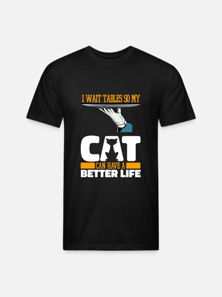 Waiter Waitress Cat - Unisex Poly/Cotton T-Shirt - black