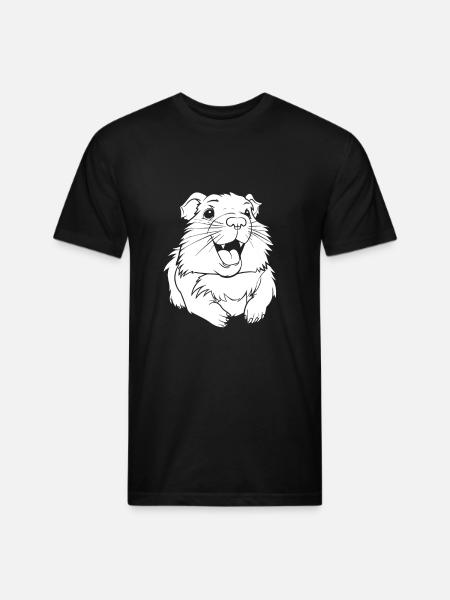 Guinea Pig Cavy Smiling - Unisex Poly/Cotton T-Shirt - black