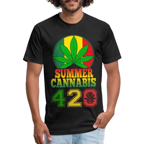 Enjoyable 420 Summer Smoker Weed Marijuana Design - Men’s Fitted Poly/Cotton T-Shirt