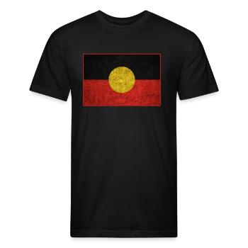Distressed Aboriginal Flag - Unisex Poly/Cotton T-Shirt - black - Front - Jose (178cm)