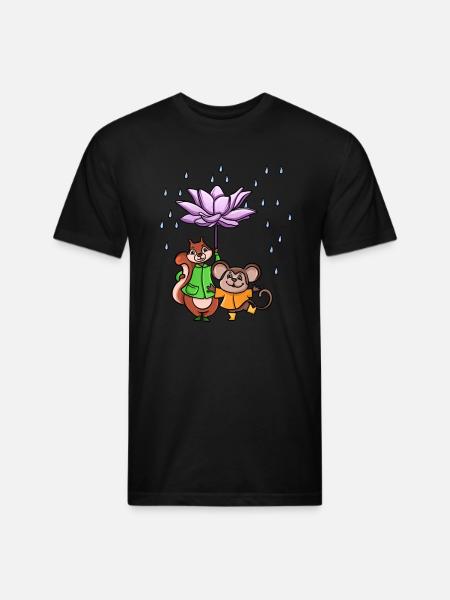 Lotus Flower Umbrella - Unisex Poly/Cotton T-Shirt - black