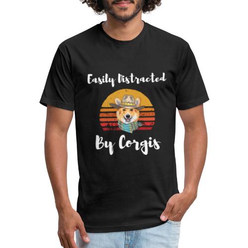 Easily Distracted By Corgis Funny Cute Corgi Lover - Fitted Cotton/Poly T-Shirt by Next Level