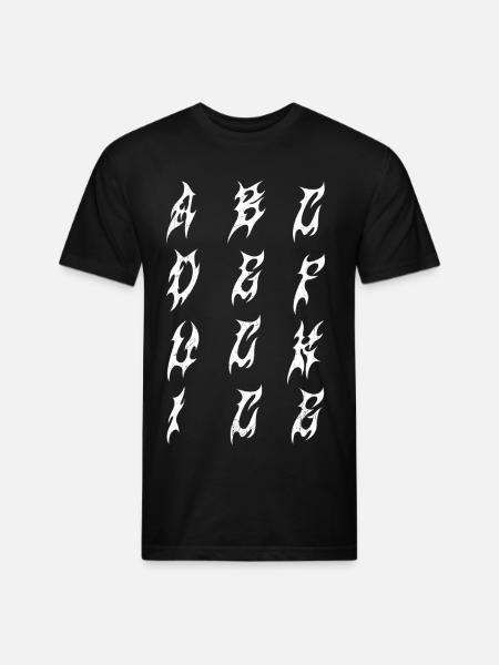 Flame Glyphs in Ink Columns - Unisex Poly/Cotton T-Shirt - black