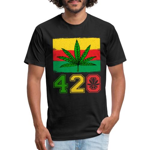 Farcical 420 Herb Flag Weed Marijuana Design - Men’s Fitted Poly/Cotton T-Shirt