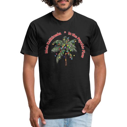 Carolan Christmas palm tree design - Men’s Fitted Poly/Cotton T-Shirt